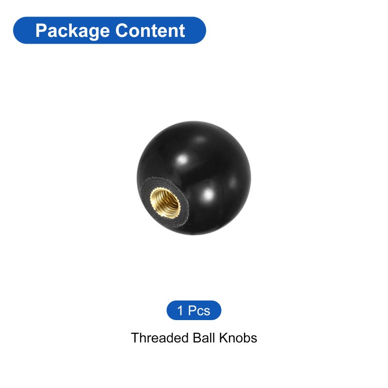 يو إكس سيل مقابض كروية مترابطة من uxcell، مقبض كروي M5 أنثى بخيط حراري 20 مم، مقابض كروية دائرية مع حشوة نحاسية لمقبض رافعة الماكينة، أسود - Image 3